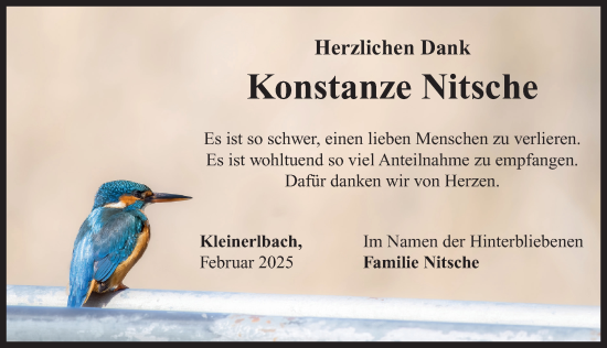 Traueranzeige von Konstanze Nitsche von Neustadt/ Scheinfeld/ Uffenheim