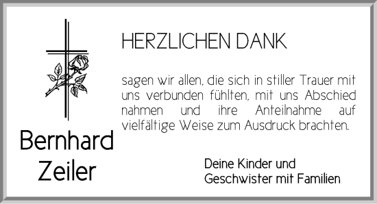 Traueranzeige von Bernhard Zeiler von Ansbach