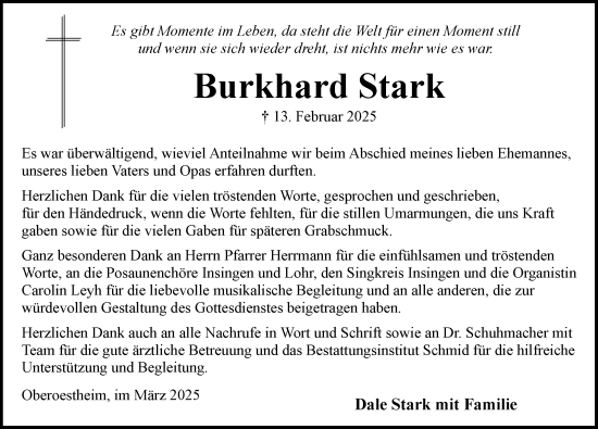 Traueranzeige von Burkhard Stark von Ansbach