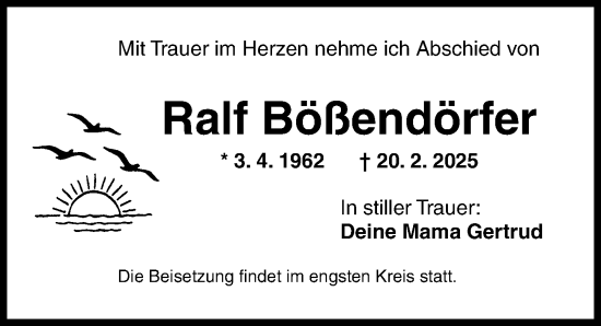 Traueranzeige von Ralf Bößendörfer von Dinkelsbühl/ Feuchtwangen