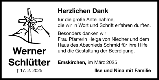 Traueranzeige von Werner Schlütter von Neustadt/ Scheinfeld/ Uffenheim