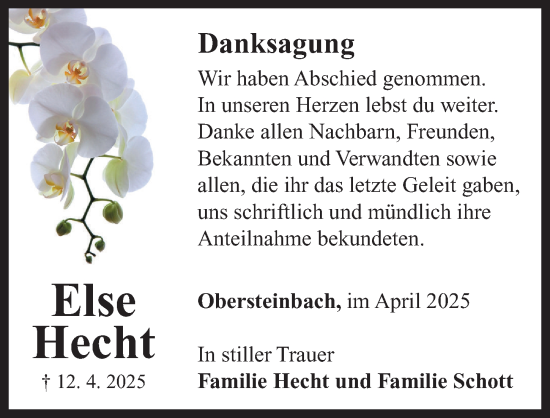 Traueranzeige von Else Hecht von Neustadt/ Scheinfeld/ Uffenheim