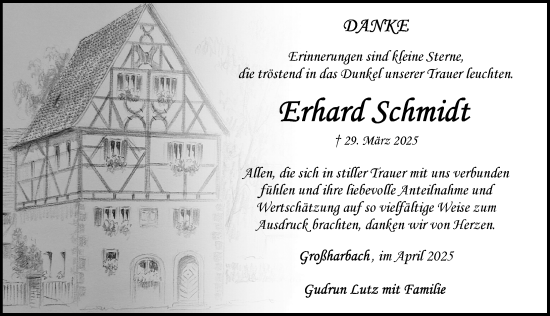 Traueranzeige von Erhard Schmidt von Rothenburg