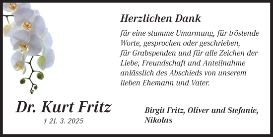 Traueranzeige von Kurt Fritz von Neustadt/ Scheinfeld/ Uffenheim