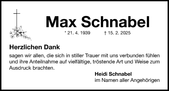 Traueranzeige von Max Schnabel von Neustadt/ Scheinfeld/ Uffenheim