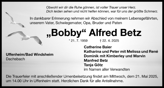 Traueranzeige von Alfred Betz von Neustadt/ Scheinfeld/ Uffenheim
