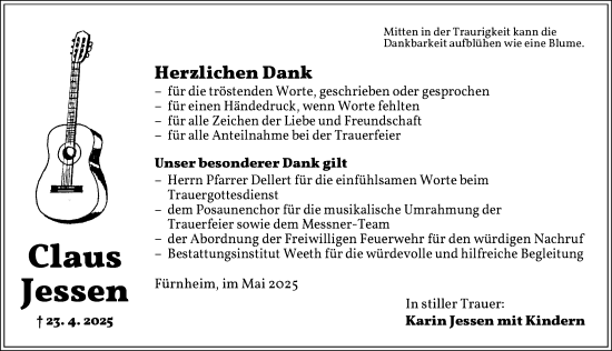 Traueranzeige von Claus Jessen von Dinkelsbühl/ Feuchtwangen