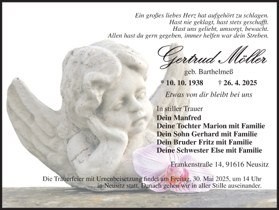 Traueranzeige von Gertrud Möller von Rothenburg