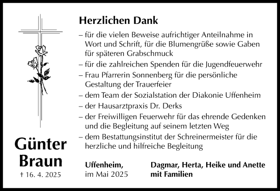 Traueranzeige von Günter Braun von Neustadt/ Scheinfeld/ Uffenheim