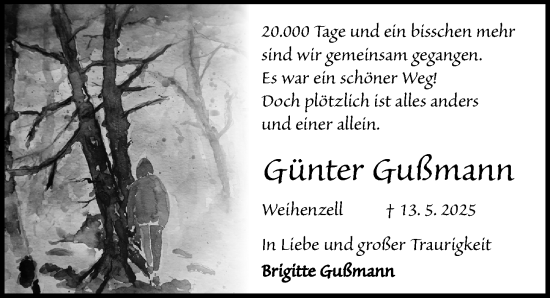 Traueranzeige von Günter Gußmann von Ansbach