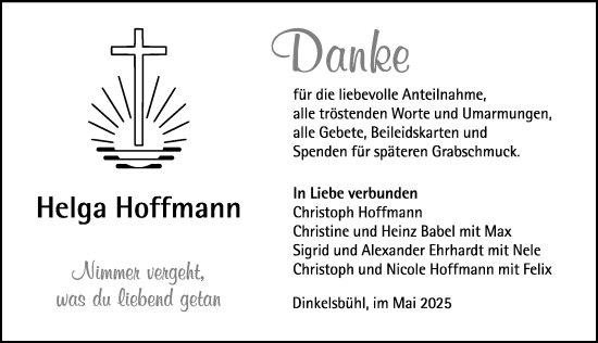 Traueranzeige von Helga Hoffmann von Dinkelsbühl/ Feuchtwangen