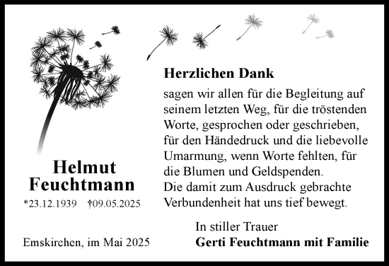 Traueranzeige von Helmut Feuchtmann von Neustadt/ Scheinfeld/ Uffenheim