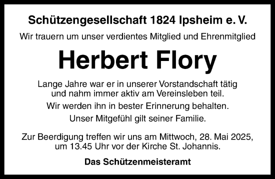 Traueranzeige von Herbert Flory von Neustadt/ Scheinfeld/ Uffenheim