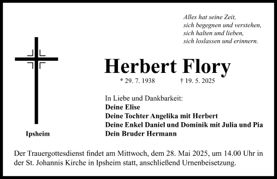 Traueranzeige von Herbert Flory von Neustadt/ Scheinfeld/ Uffenheim