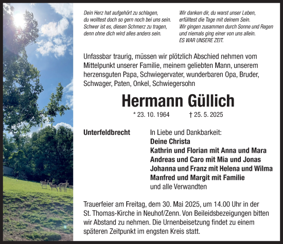 Traueranzeige von Hermann Güllich von GE