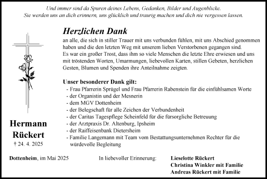 Traueranzeige von Hermann Rückert von Neustadt/ Scheinfeld/ Uffenheim