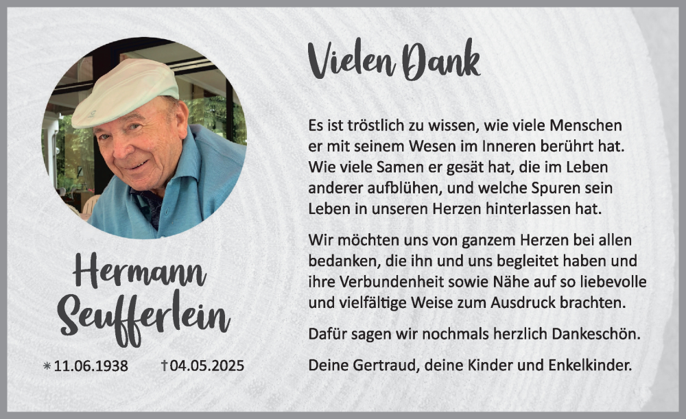  Traueranzeige für Hermann Seufferlein vom 31.05.2025 aus Neustadt/ Scheinfeld/ Uffenheim