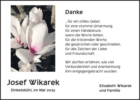 Traueranzeige von Josef Wikarek von Dinkelsbühl/ Feuchtwangen