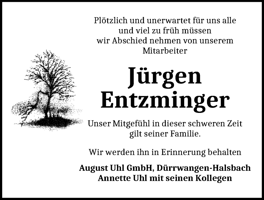  Traueranzeige für Jürgen Entzminger vom 28.05.2025 aus Dinkelsbühl/ Feuchtwangen