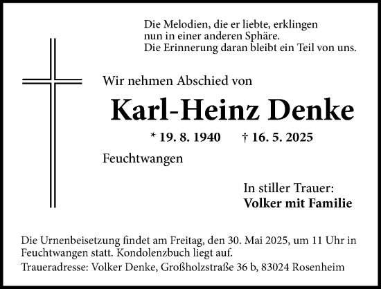 Traueranzeige von Karl-Heinz Denke von Dinkelsbühl/ Feuchtwangen