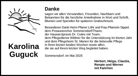 Traueranzeige von Karolina Guguck von Ansbach