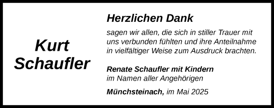 Traueranzeige von Kurt Schaufler von Neustadt/ Scheinfeld/ Uffenheim