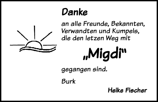 Traueranzeige von Migdi  von Dinkelsbühl/ Feuchtwangen
