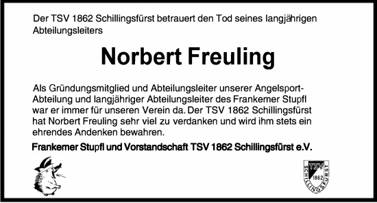 Traueranzeige von Norbert Freuling von Rothenburg