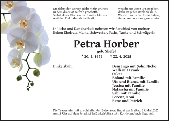 Traueranzeige von Petra Horber von Dinkelsbühl/ Feuchtwangen