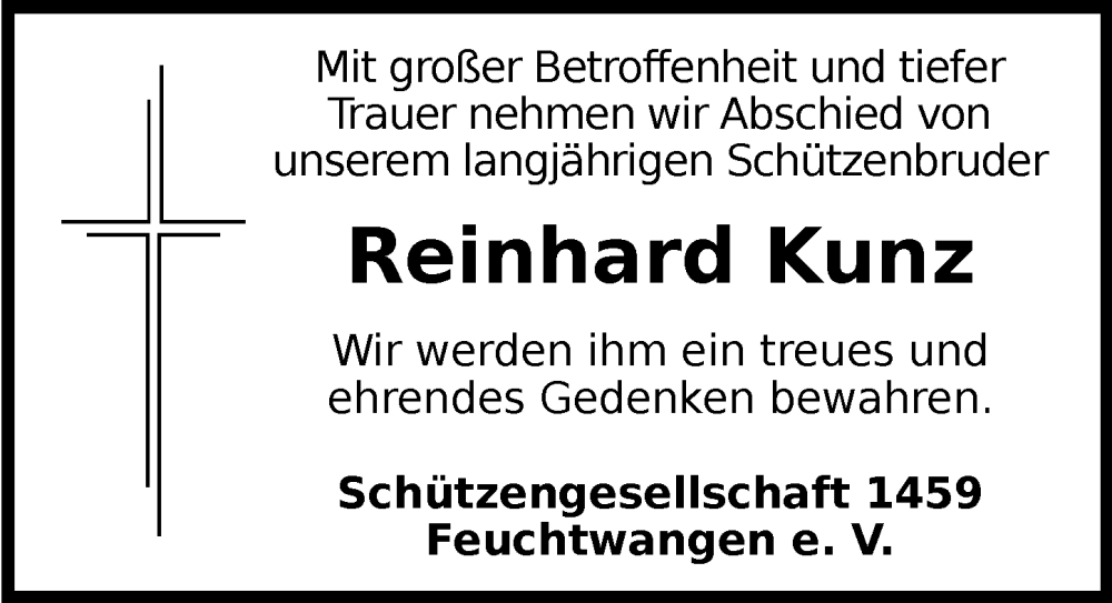  Traueranzeige für Reinhard Kunz vom 14.05.2025 aus Dinkelsbühl/ Feuchtwangen