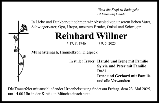 Traueranzeige von Reinhard Willner von Neustadt/ Scheinfeld/ Uffenheim