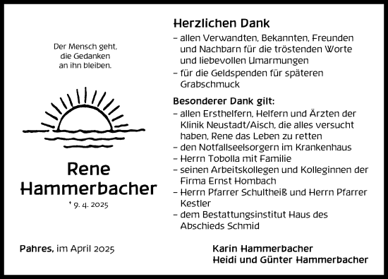 Traueranzeige von Rene Hammerbacher von Neustadt/ Scheinfeld/ Uffenheim
