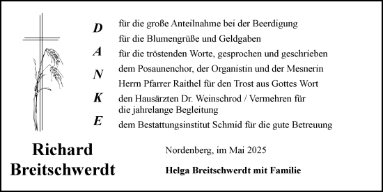 Traueranzeige von Richard Breitschwerdt von Rothenburg
