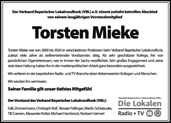 Traueranzeige von Torsten Mieke von GE