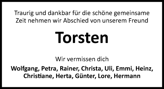 Traueranzeige von Torsten Mieke von Ansbach