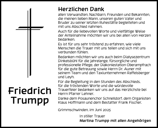 Traueranzeige von Friedrich Trumpp von Dinkelsbühl/ Feuchtwangen