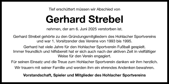 Traueranzeige von Gerhard Strebel von Neustadt/ Scheinfeld/ Uffenheim