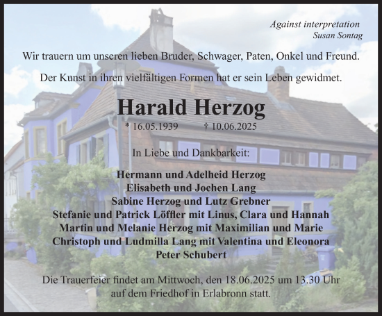 Traueranzeige von Harald Herzog von Neustadt/ Scheinfeld/ Uffenheim