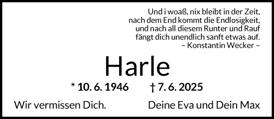 Traueranzeige von Harle  von Dinkelsbühl/ Feuchtwangen