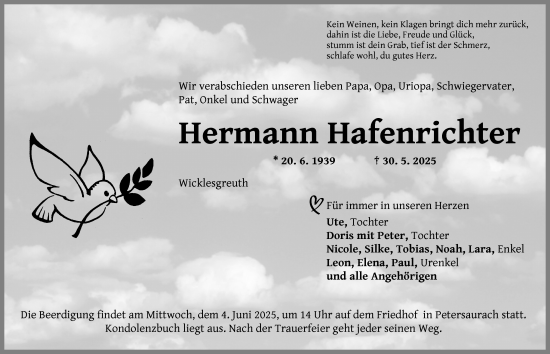 Traueranzeige von Hermann Hafenrichter von Ansbach