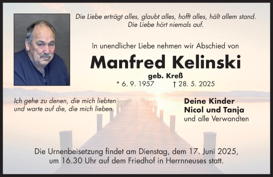 Traueranzeige von Manfred Kelinski von Neustadt/ Scheinfeld/ Uffenheim