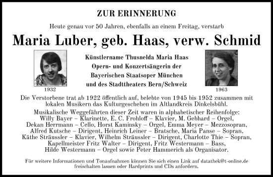 Traueranzeige von Maria Luber von Dinkelsbühl/ Feuchtwangen