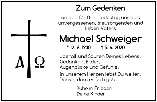 Traueranzeige von Michael Schweiger von Ansbach