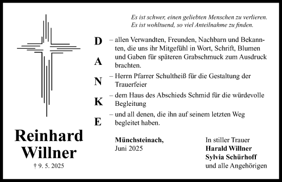 Traueranzeige von Reinhard Willner von Neustadt/ Scheinfeld/ Uffenheim