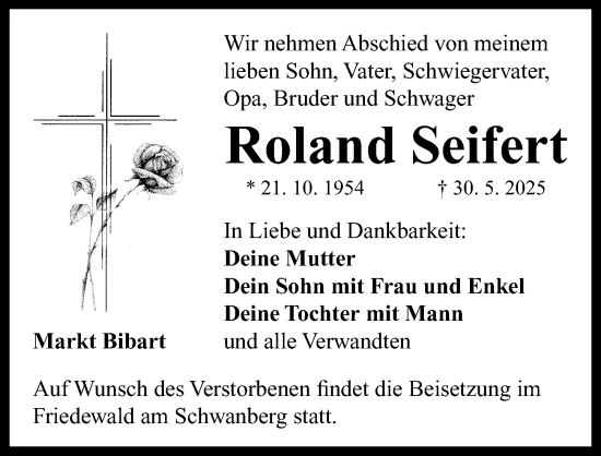 Traueranzeige von Roland Seifert von Neustadt/ Scheinfeld/ Uffenheim