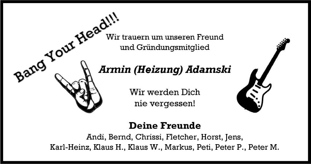  Traueranzeige für Armin Adamski vom 30.07.2025 aus Ansbach