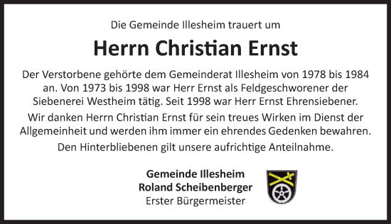 Traueranzeige von Christian Ernst von Neustadt/ Scheinfeld/ Uffenheim