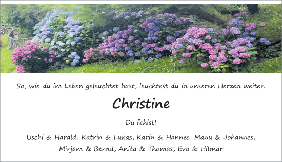 Traueranzeige von Christine Kötzel von Neustadt/ Scheinfeld/ Uffenheim