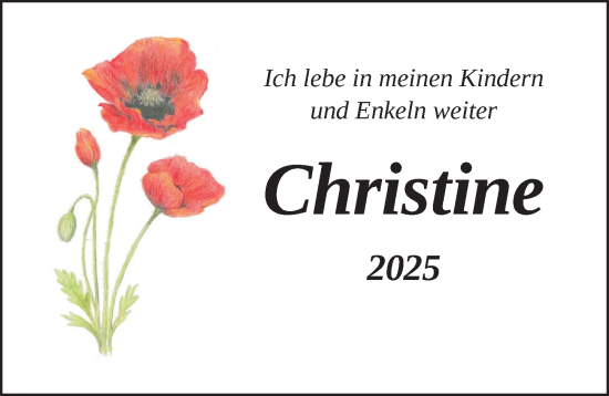 Traueranzeige von Christine Merkel  von Ansbach