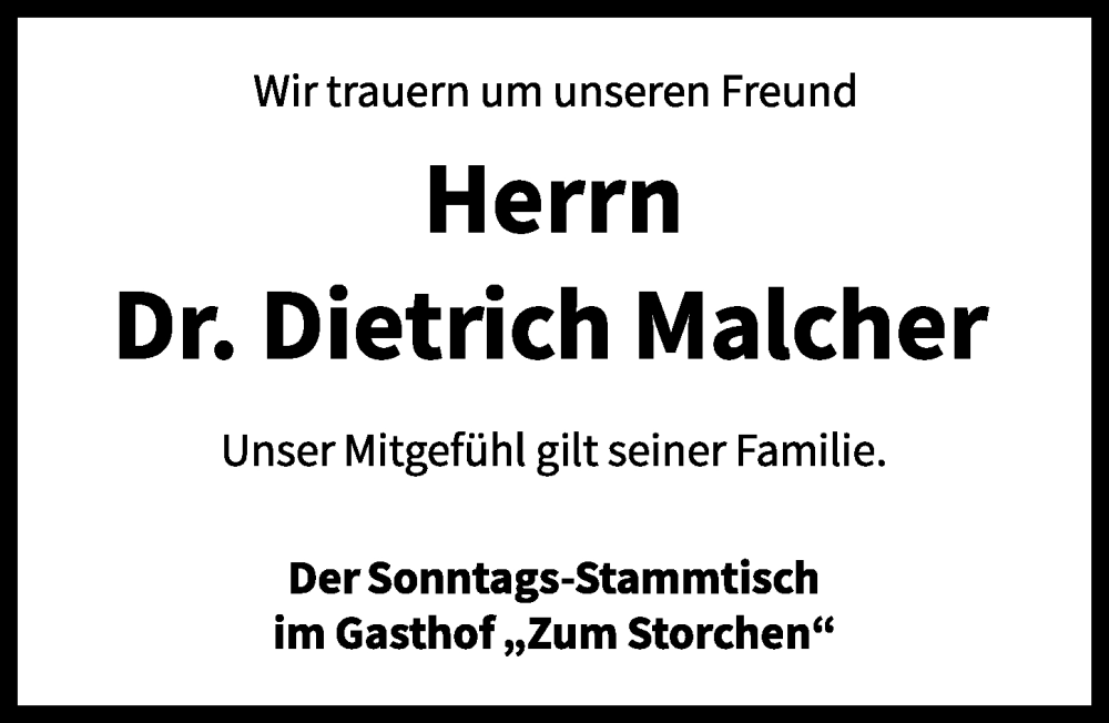  Traueranzeige für Dietrich Malcher vom 25.07.2025 aus Neustadt/ Scheinfeld/ Uffenheim